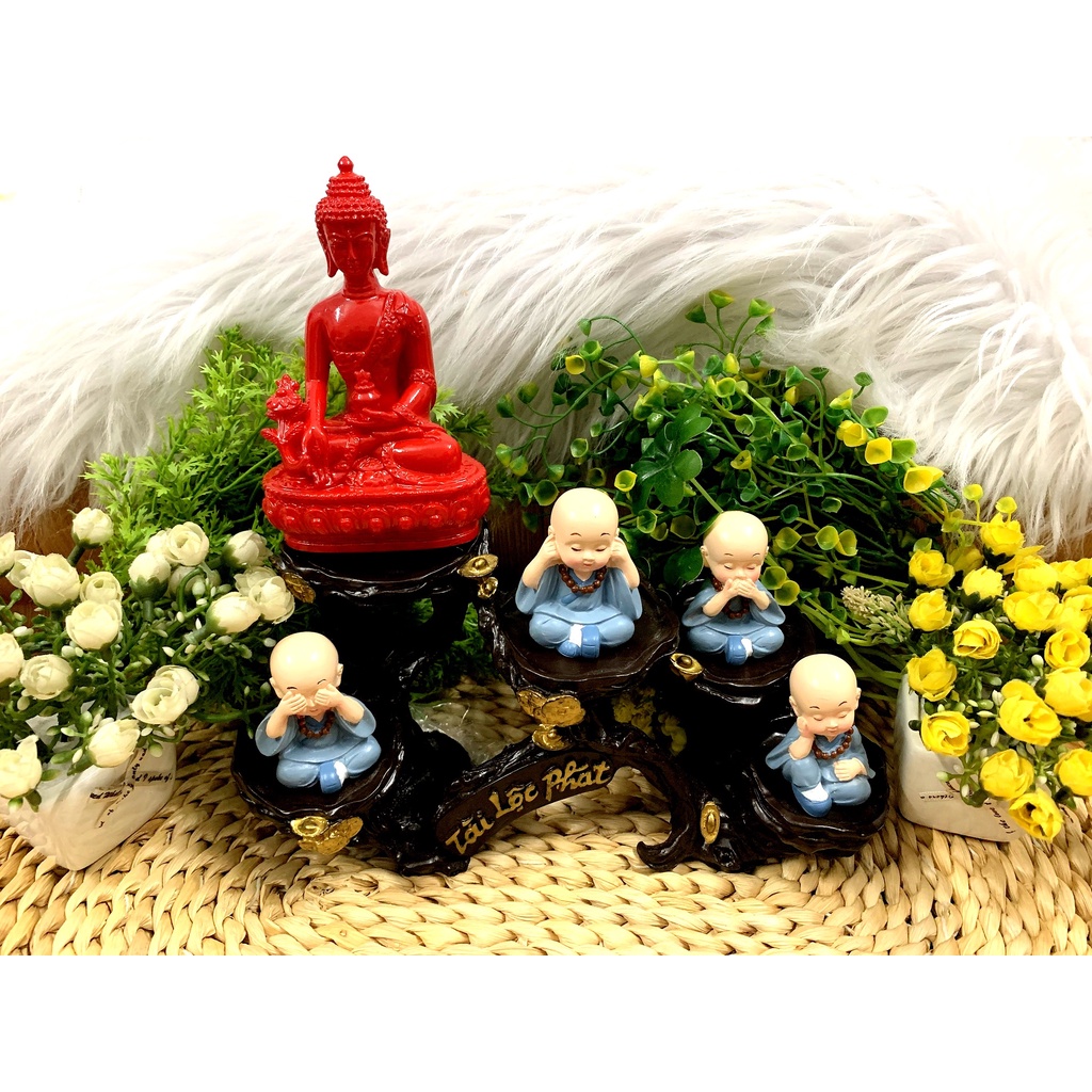 Full Set Phật Tổ và các đệ tử La Hán tọa đế Tài Lộc Phát (Hình Thật)