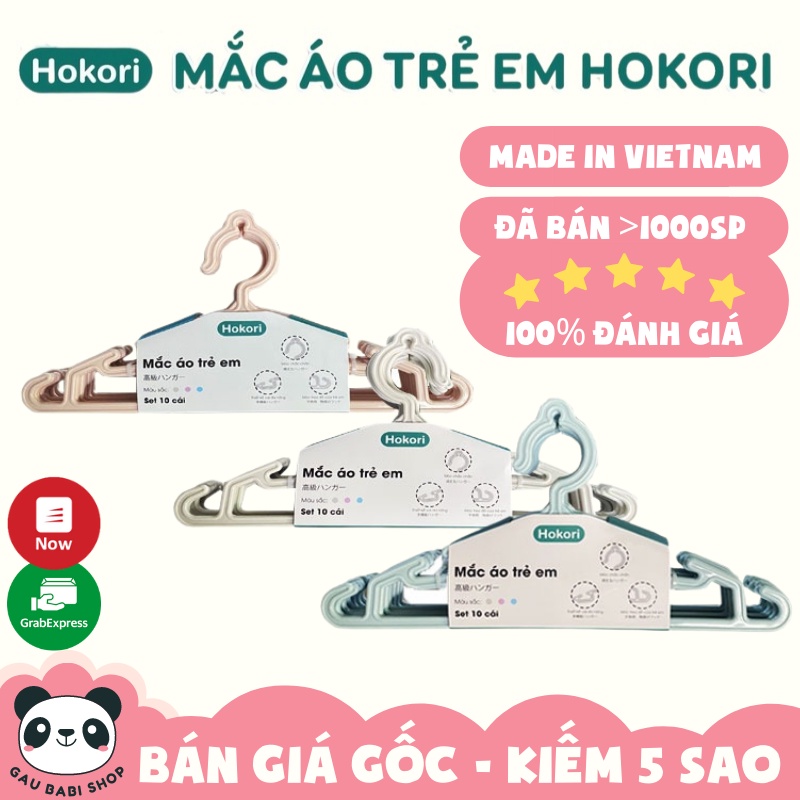 FREE SHIP !!! Set 10 móc quần áo trẻ em cao cấp Hokori Việt Nhật 2830