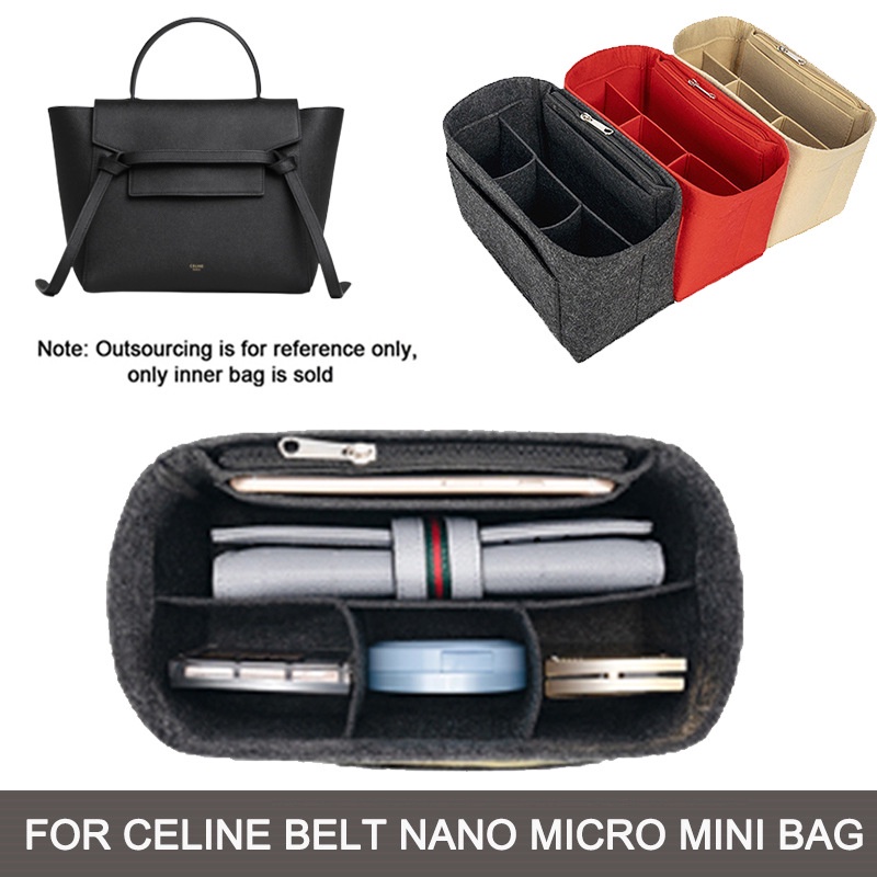 Túi chèn nỉ phù hợp với thắt lưng celine túi micro mini túi lót túi tổ chức túi mỹ phẩm nỉ phụ nữ túi trang điểm phụ nữ hỗ trợ túi tote túi xách lót
