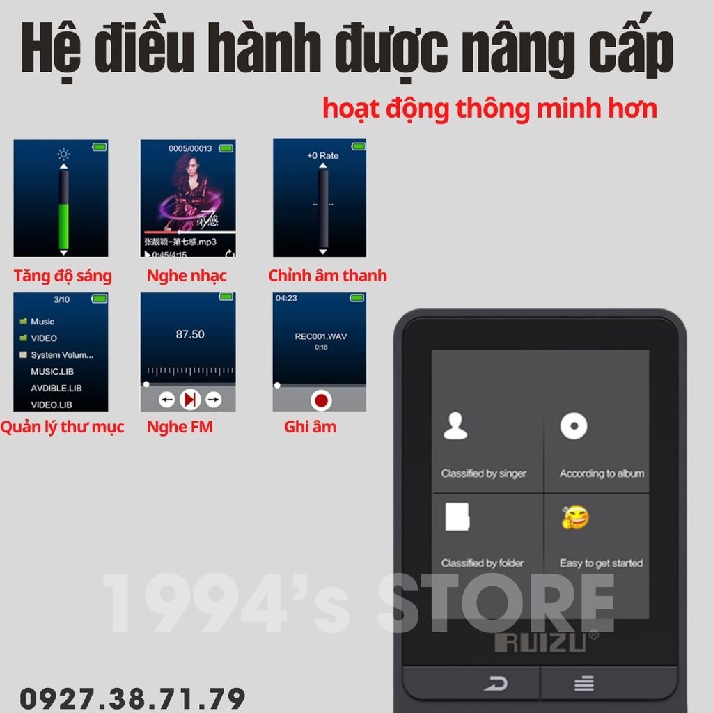 (CÓ SẴN) Máy nghe nhạc lossless Ruizu X20 Bộ nhớ 8Gb - Bản 2022 - Nghe nhạc, xem phim, xem ảnh, đọc Ebook, ghi âm ...