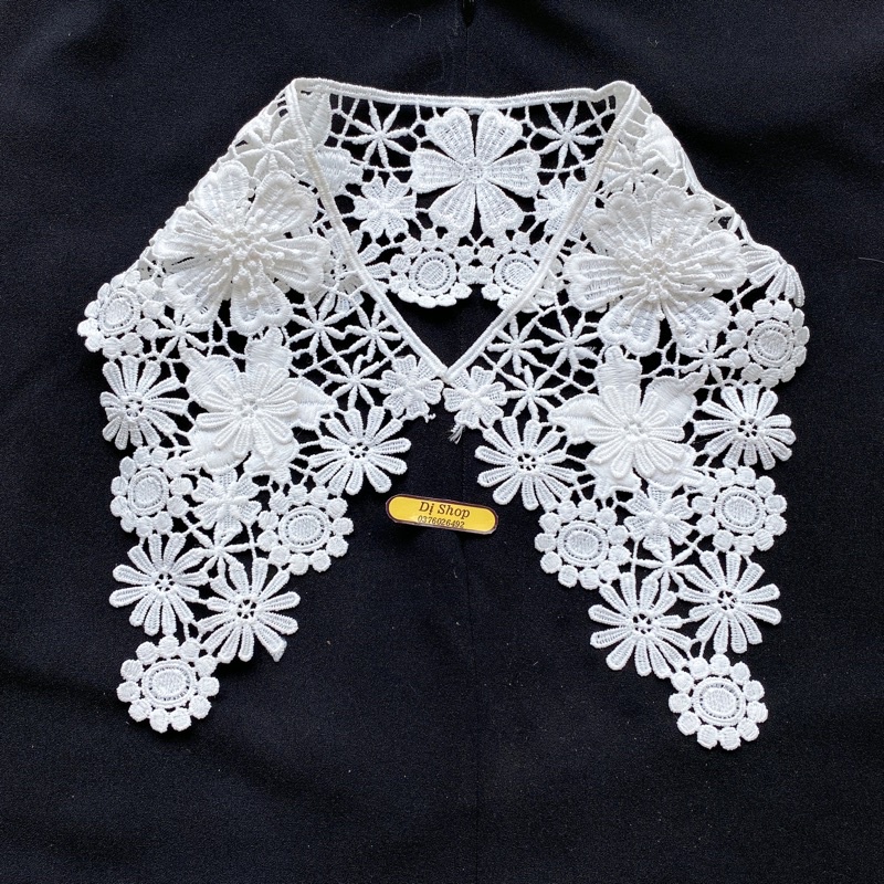 CỔ COTTON HOA DÀY LÁ NHỌN ( không kèm nút)