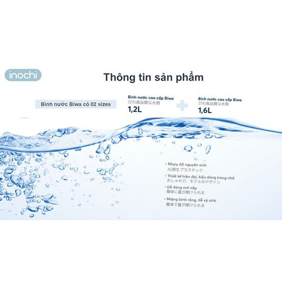 Bình nước cao cấp Biwa Inochi Nhật Bản 1.2L