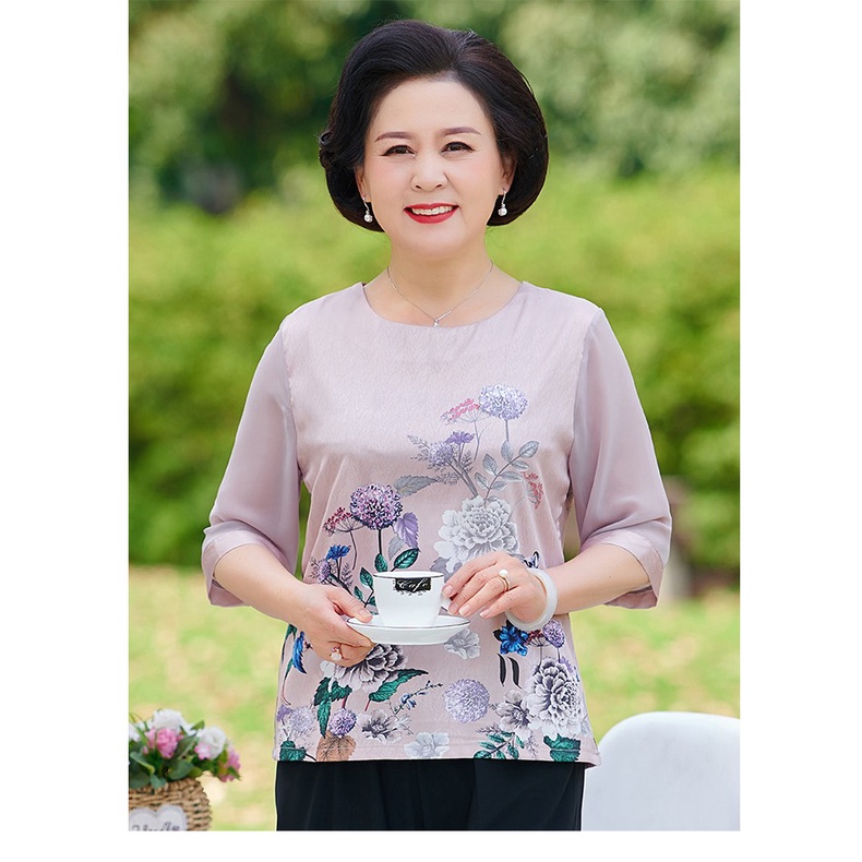 Áo lụa cho người già, áo sơ mi nư trung niên