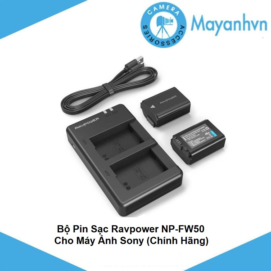 Bộ Pin Sạc Ravpower NP-FW50 Cho Máy Ảnh Sony (Chính Hãng)