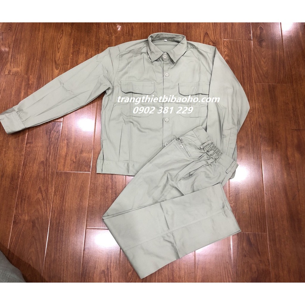 Quần áo kỹ sư, công nhân ghi xám vải kaki liên doanh - hình thật đủ size