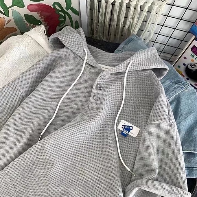 Áo Hoodie Ngắn Tay Thời Trang Mùa Hè Hàn Quốc Dành Cho Nam