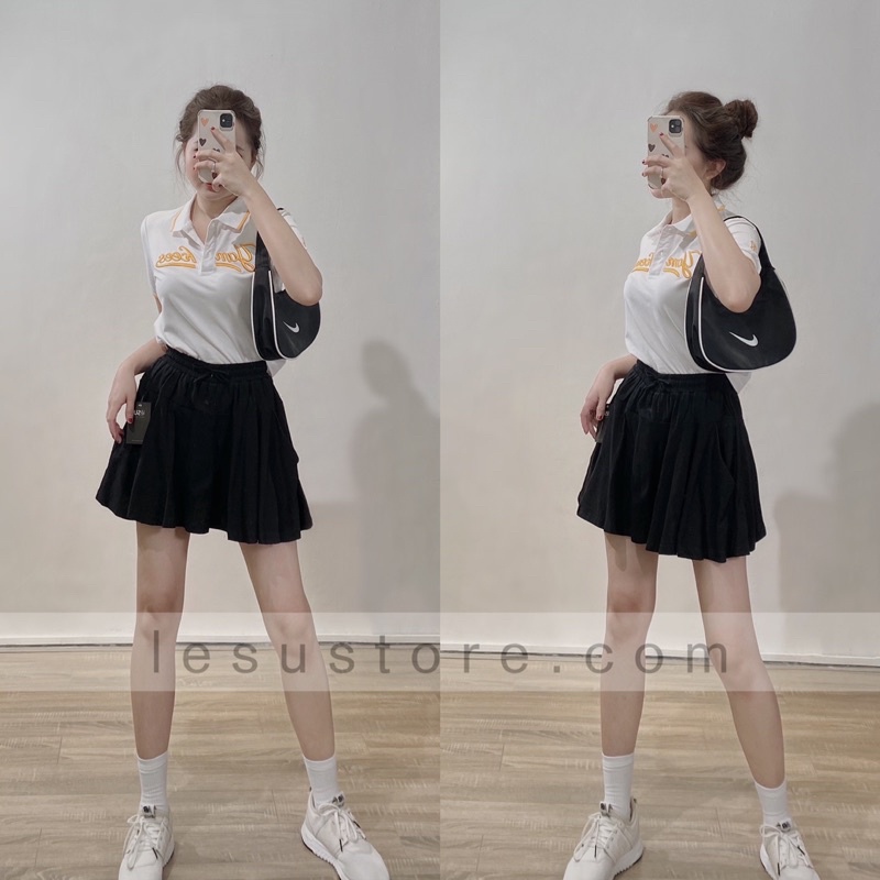 ẢNH TỰ CHỤP Áo polo lửng thêu chữ tay ngắn | BigBuy360 - bigbuy360.vn