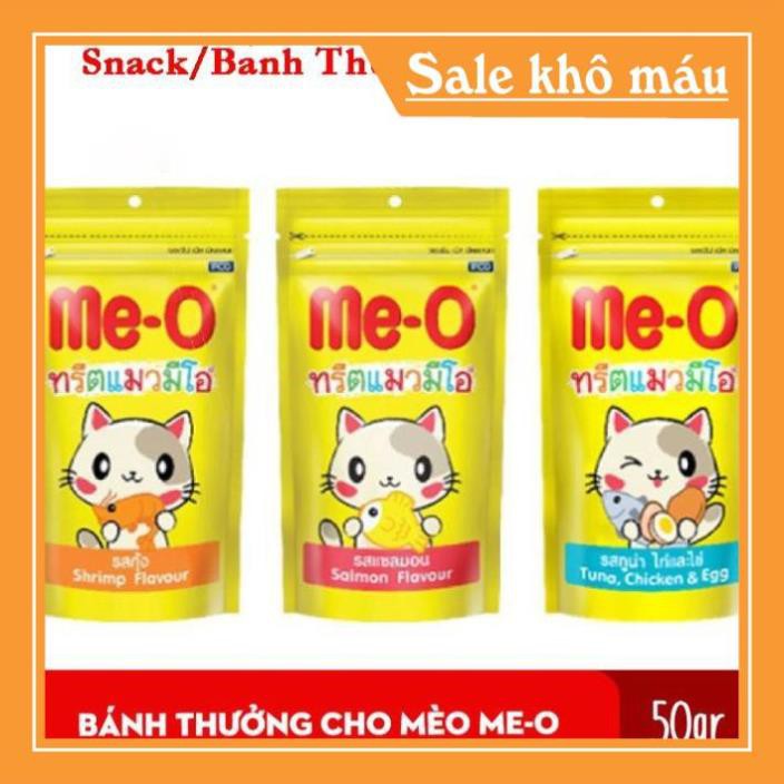 Snack Bánh Thưởng Cho Mèo Me-O 50gr Đủ Vị Cá Hồi - Tôm - Cá Ngừ