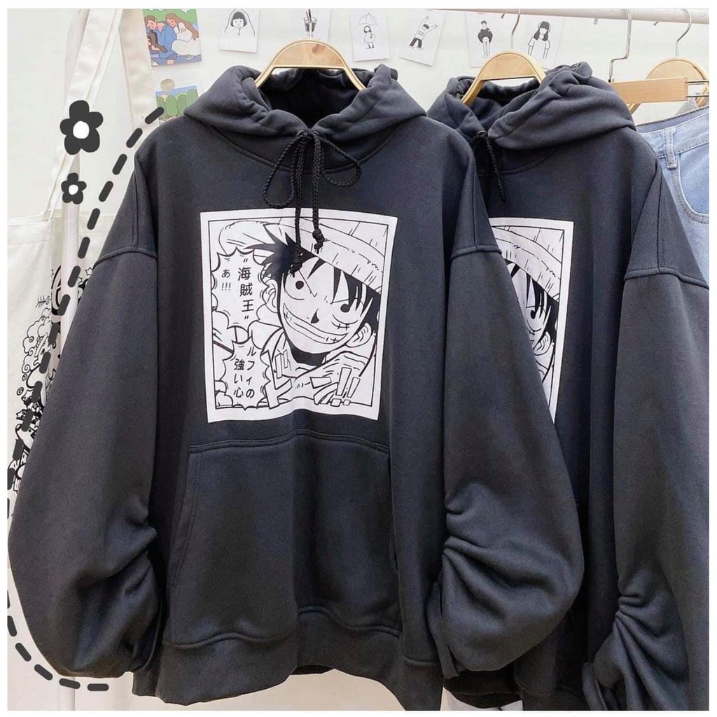 Áo nỉ luffy đen trắng | BigBuy360 - bigbuy360.vn