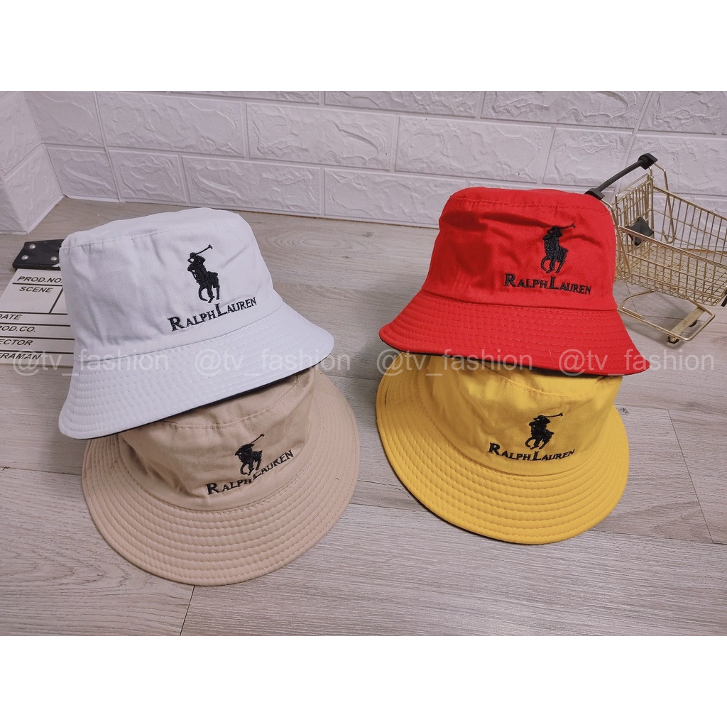 Mũ Bucket Vành Tròn Thể Thao 2 Lớp Thêu Họa Tiết 2 Mặt Con Ngựa