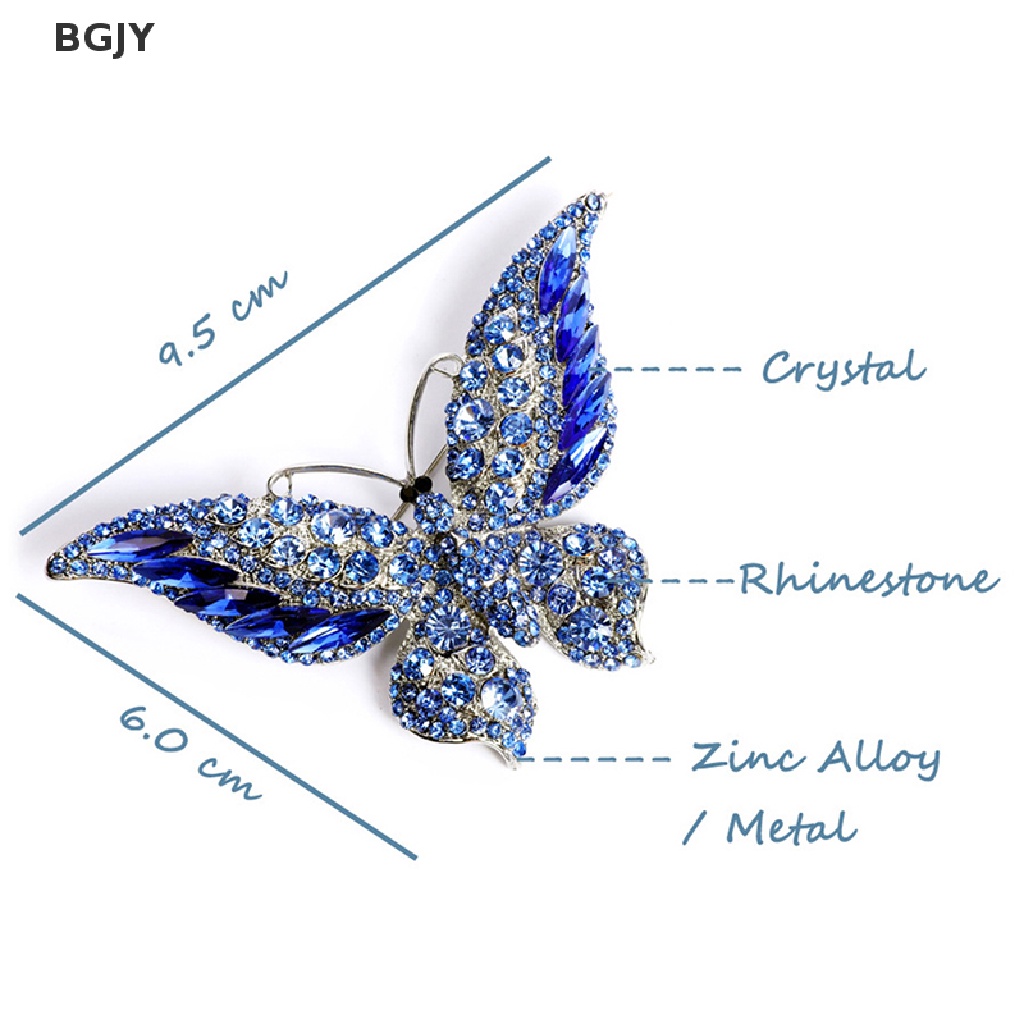 BGJY Butterfly Brooch Luxury Crystal Pin For Women Party Banquet Rhinestone Pins NEW