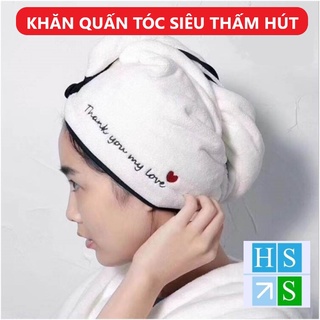 KHĂN Ủ TÓC cotton mềm mại siêu thấm hút giúp khô tóc nhanh quấn ủ hấp tóc tiện lợi - HS Shop Bình Dương