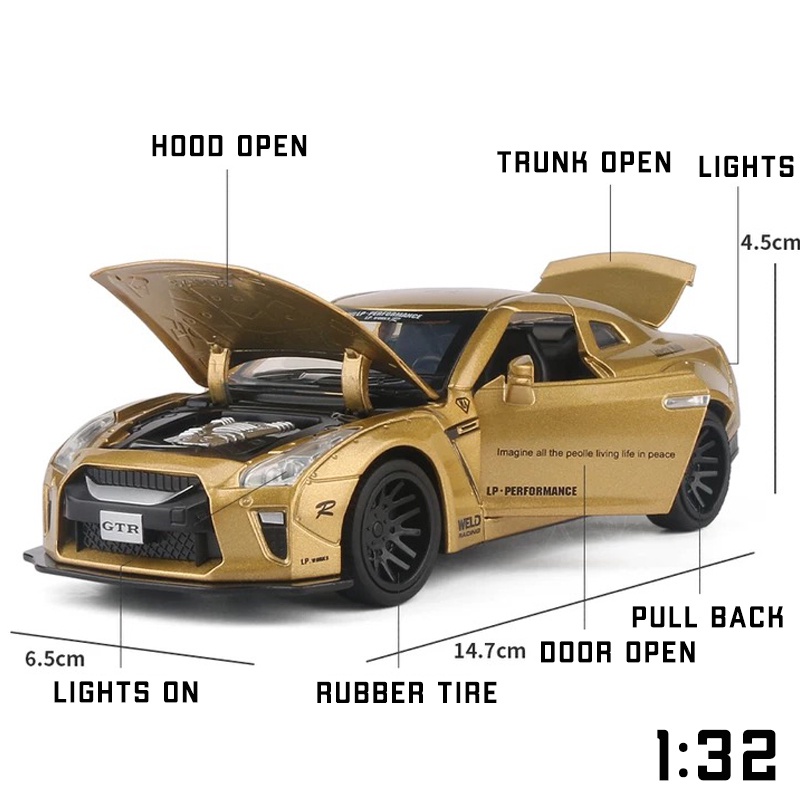 Mô Hình Xe Hơi Nissan GTR Bằng Hợp Kim Tỉ Lệ 1: 32
