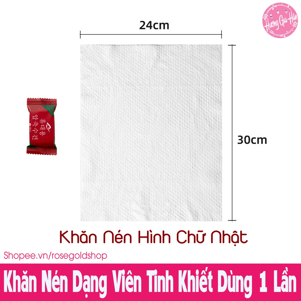 Khăn Nén Dạng Viên Bông Tinh Khiết Dùng 1 Lần Size 20x20cm Tiện Lợi Khi Đi Du Lịch