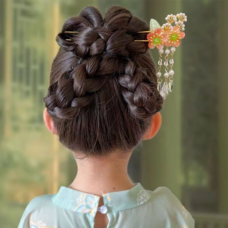 Trâm Cài Tóc Đính Hoa Phối Tua Rua Kiểu Cổ Điển Dễ Thương Cho Bé Gái