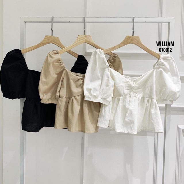 Áo Kiểu Roosy Top Lửng Tay Phồng Dáng Vintange -sau lưng chạy bo chun co giãn from áo xinh nhẹ nhàng(kèm ảnh trải sàn)