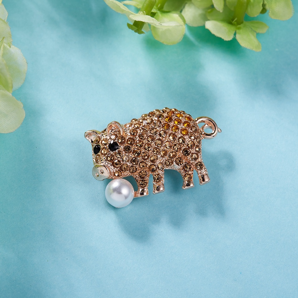 Trâm cài áo hình chú heo đính đá nhiều màu thời trang