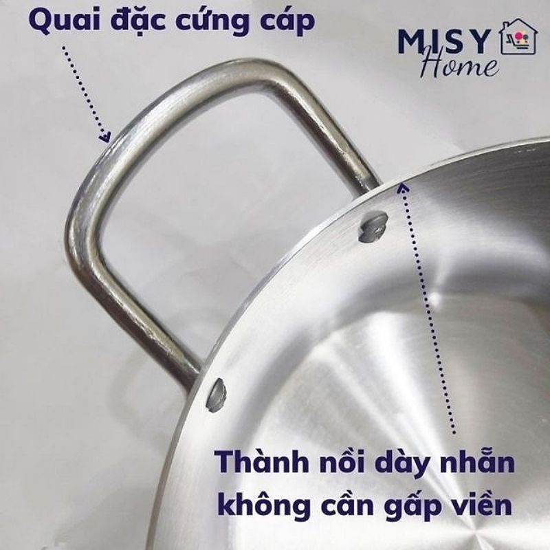 Nồi luộc gà to 30 28 26cm dày xoong cỡ lớn thân cao hợp kim nhôm cao cấp đun bếp ga Misy home