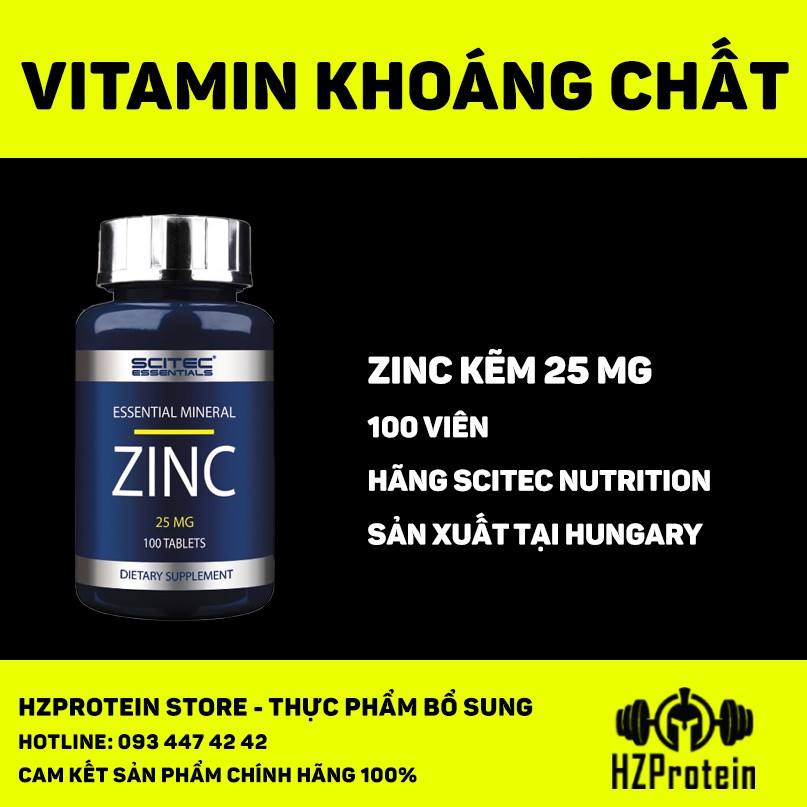 SCITEC ZINC 25MG - VIÊN UỐNG BỔ SUNG KẼM, TĂNG SỨC MẠNH NAM GIỚI (100 VIÊN)  | Shopee Việt Nam