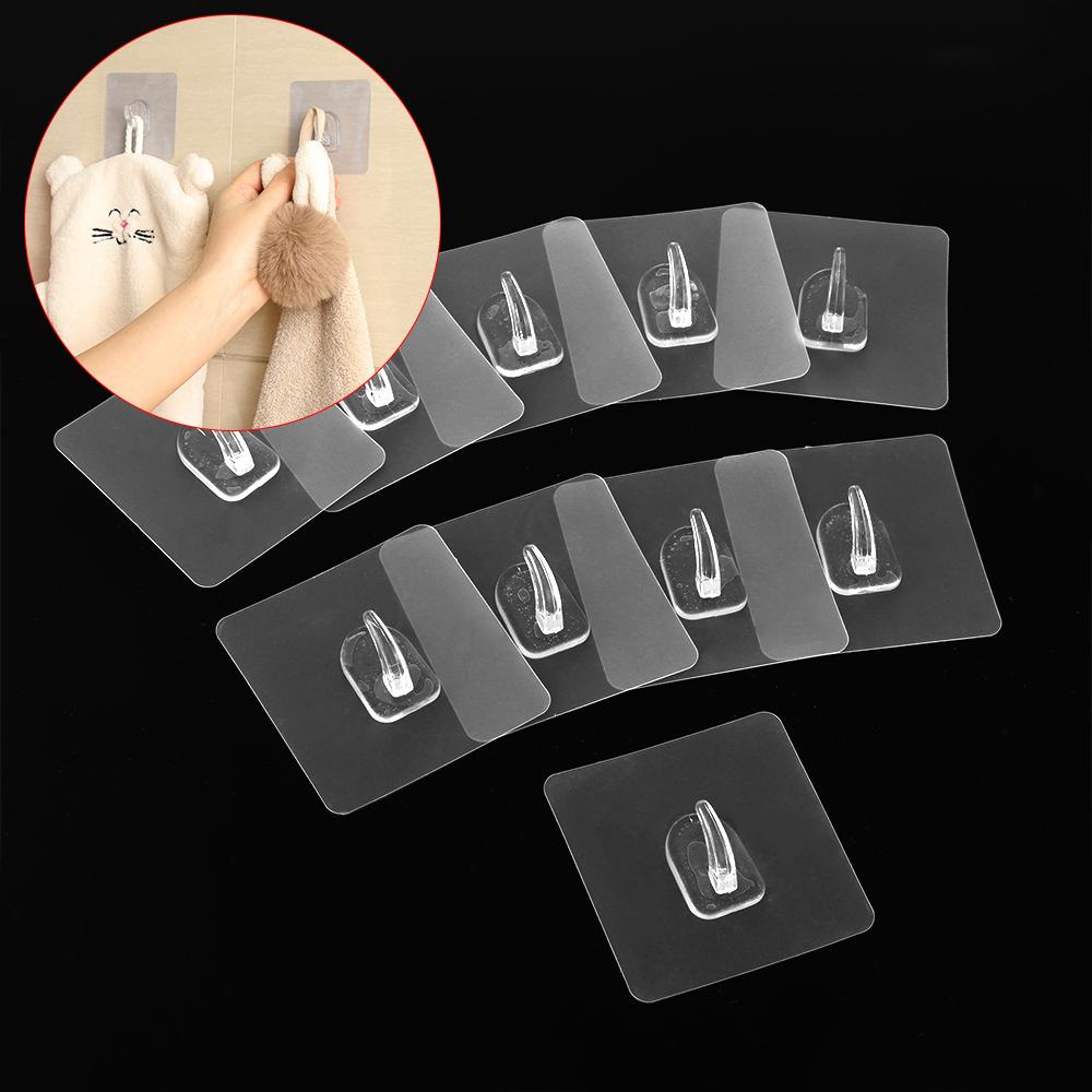 MUVAKO Set 10 Móc Treo Đồ Dán Tường Trong Suốt Không Viền Cho Nhà Bếp Nhà Tắm