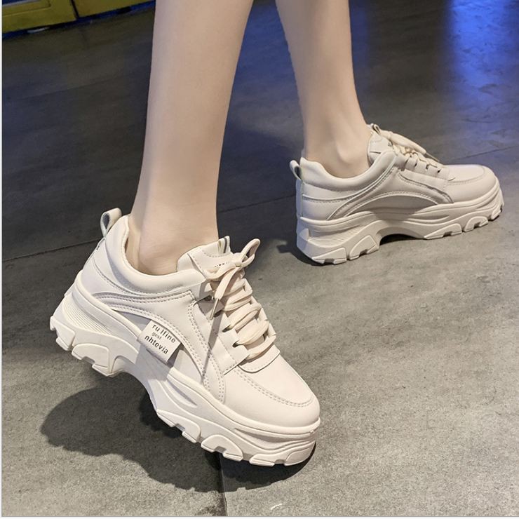 Giày sneaker nữ độn đế  5CM đẹp 2 màut trắng kem  trắng  2022 | BigBuy360 - bigbuy360.vn