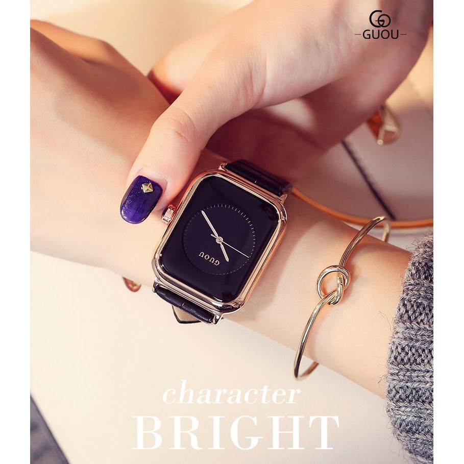 Đồng hồ nữ G u o u 8162 dây da hàng chính hãng cao cấp - phụ kiện thời trang nữ