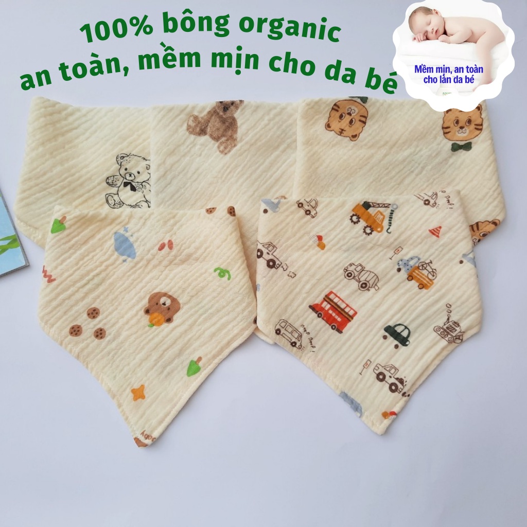 Yếm quàng cổ, Yếm tam giác vải xô Muslin cao cấp.