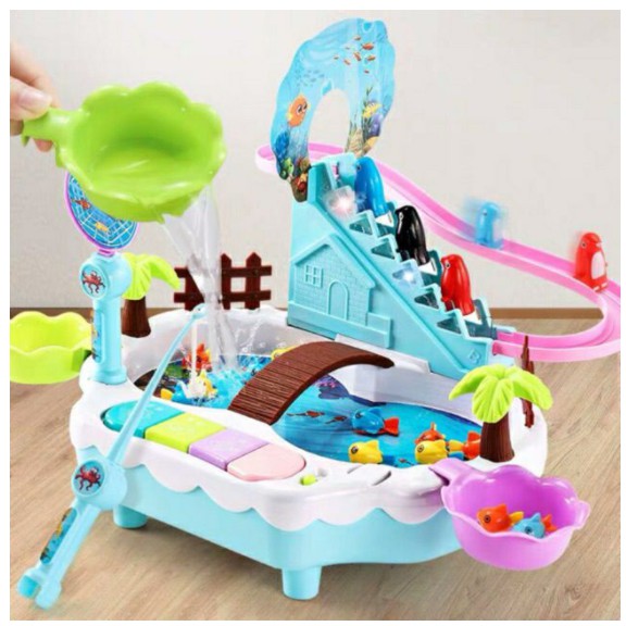 Bộ Đồ Chơi Câu Cá Cầu Trượt Có Nhạc Có Đèn Vui Nhộn Cao Cấp Cho Bé