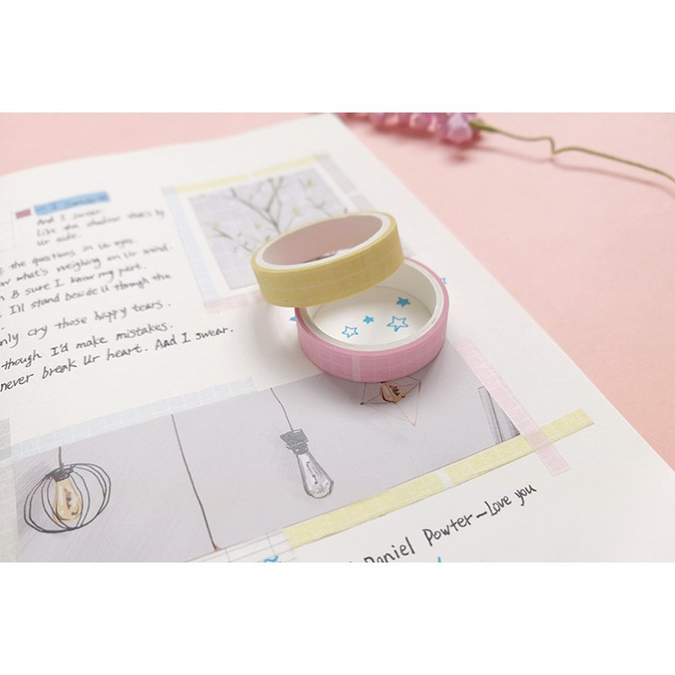 Bộ 4 cuộn băng keo giấy Màu tinh khiết Dòng cơ bản Washi Tape Pocket Diary M152