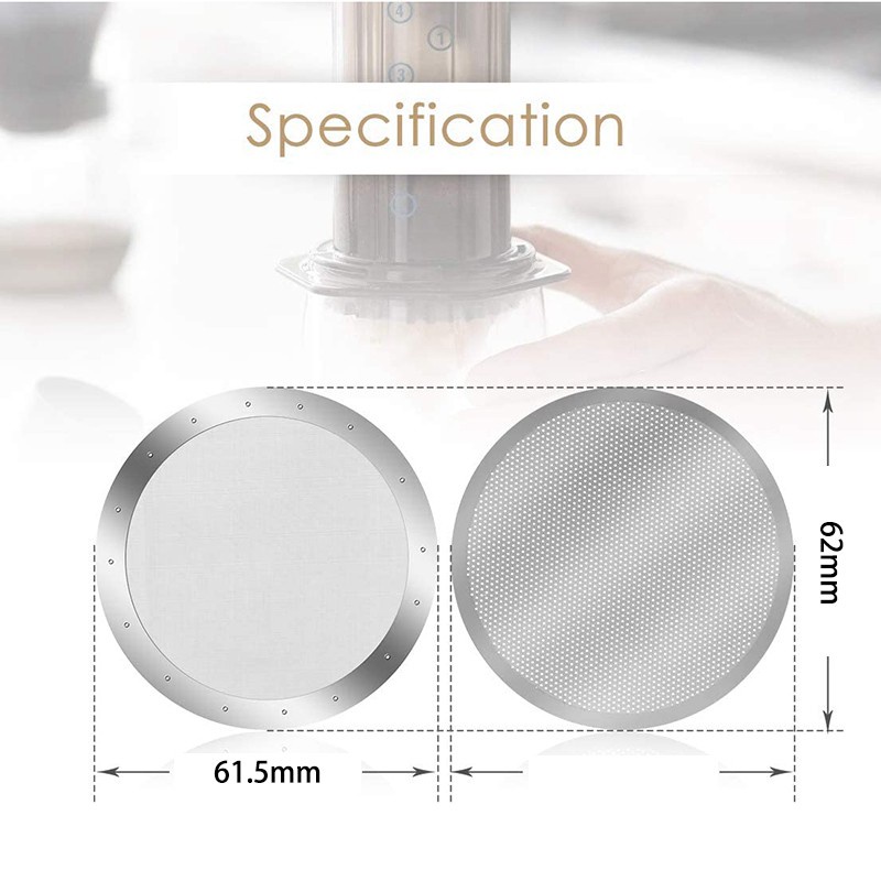 Bộ 3 Lưới Lọc Cà Phê Bằng Thép Không Gỉ Màu Bạc Cho Máy Pha Cà Phê Aeropress