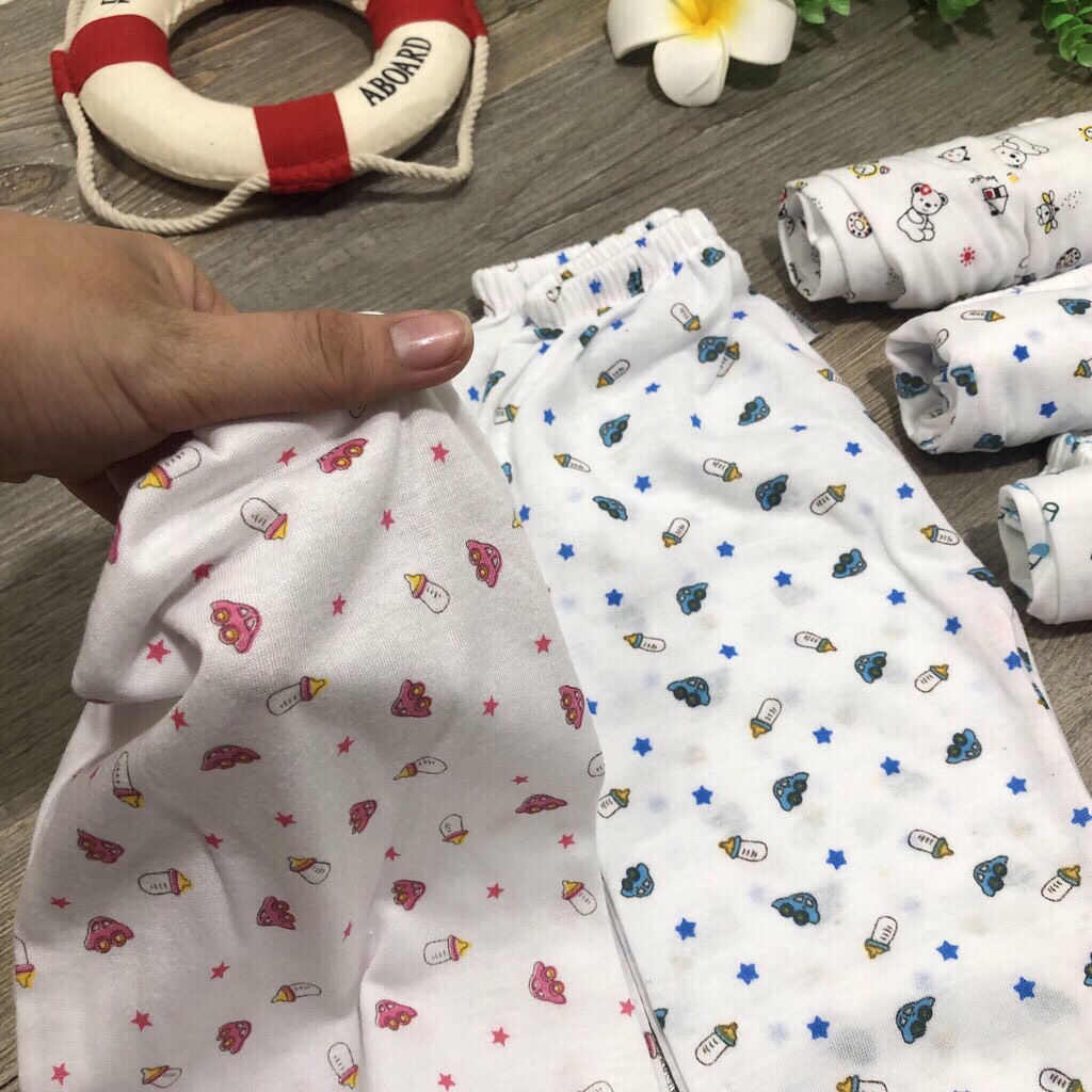 Quần sơ sinh cotton in hình họa tiết ,thấm hút cho bé từ 3-8kg