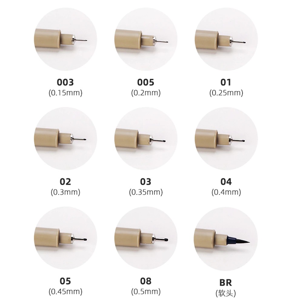 [ TÂM TÂM ]-Bút line Sakura màu size Brush, Bút line Micron màu bán lẻ (Hàng Nhật)-