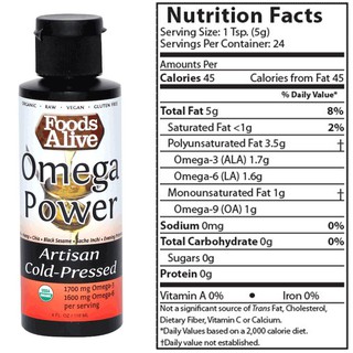 DẦU OMEGA POWER HỮU CƠ ÉP LẠNH FOODS ALIVE (118ml) - Organic Cold-pressed Omega Power Mixed Oil