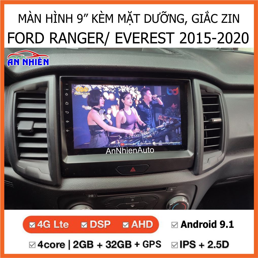 Màn Hình Android 9 inch Cho Xe RANGER/ EVEREST 2020 - Đầu DVD Android Kèm Mặt Dưỡng Giắc Zin Canbus Cho FORD RANGER