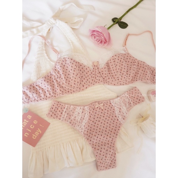 [Mã 252FASHIONSALE giảm 12% đơn 99K] Cotton Crush Áo lót có gọng hồng hoa nhí xinh xắn haruharu.label | BigBuy360 - bigbuy360.vn