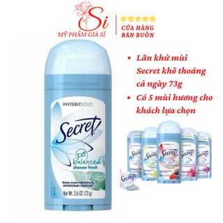 [USA] Lăn nách khử mùi Secret Invisible Solid khô thoáng dịu nhẹ 24h (sáp - nữ) 73g
