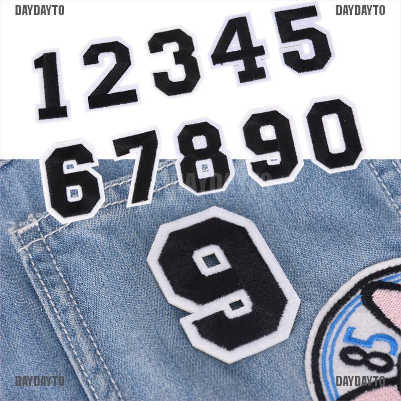 10 Miếng Dán Ủi Quần Áo Thêu Chữ Số Diy