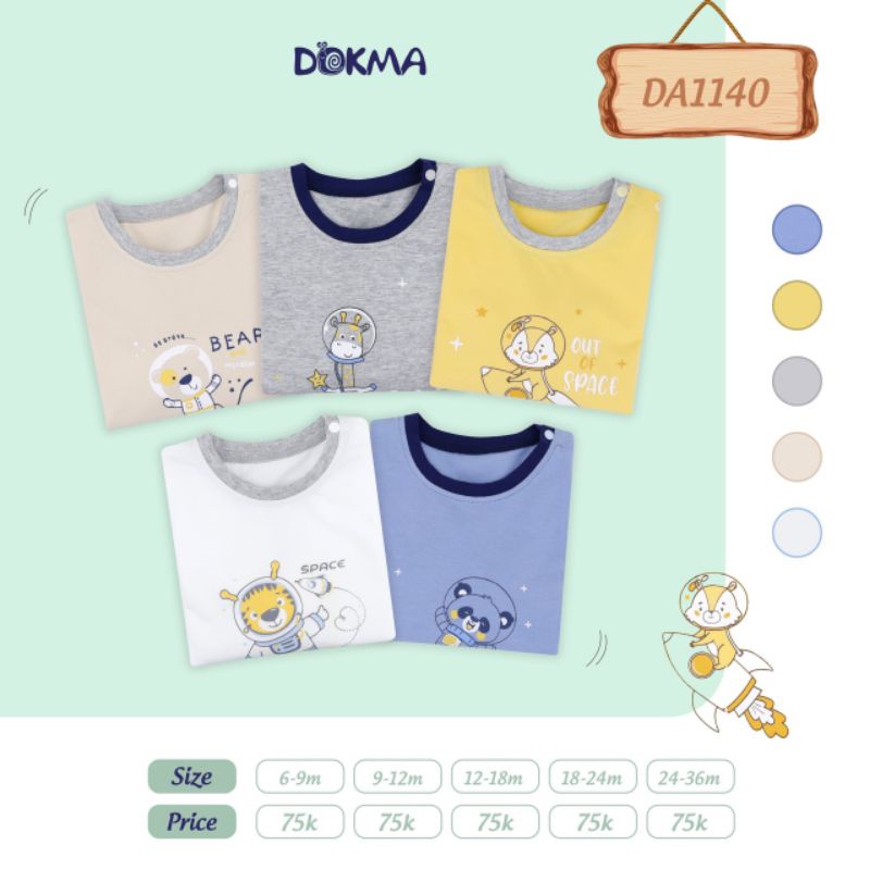 Áo dài tay cài vai cotton mỏng Dokma cho bé trai (9-36 tháng)