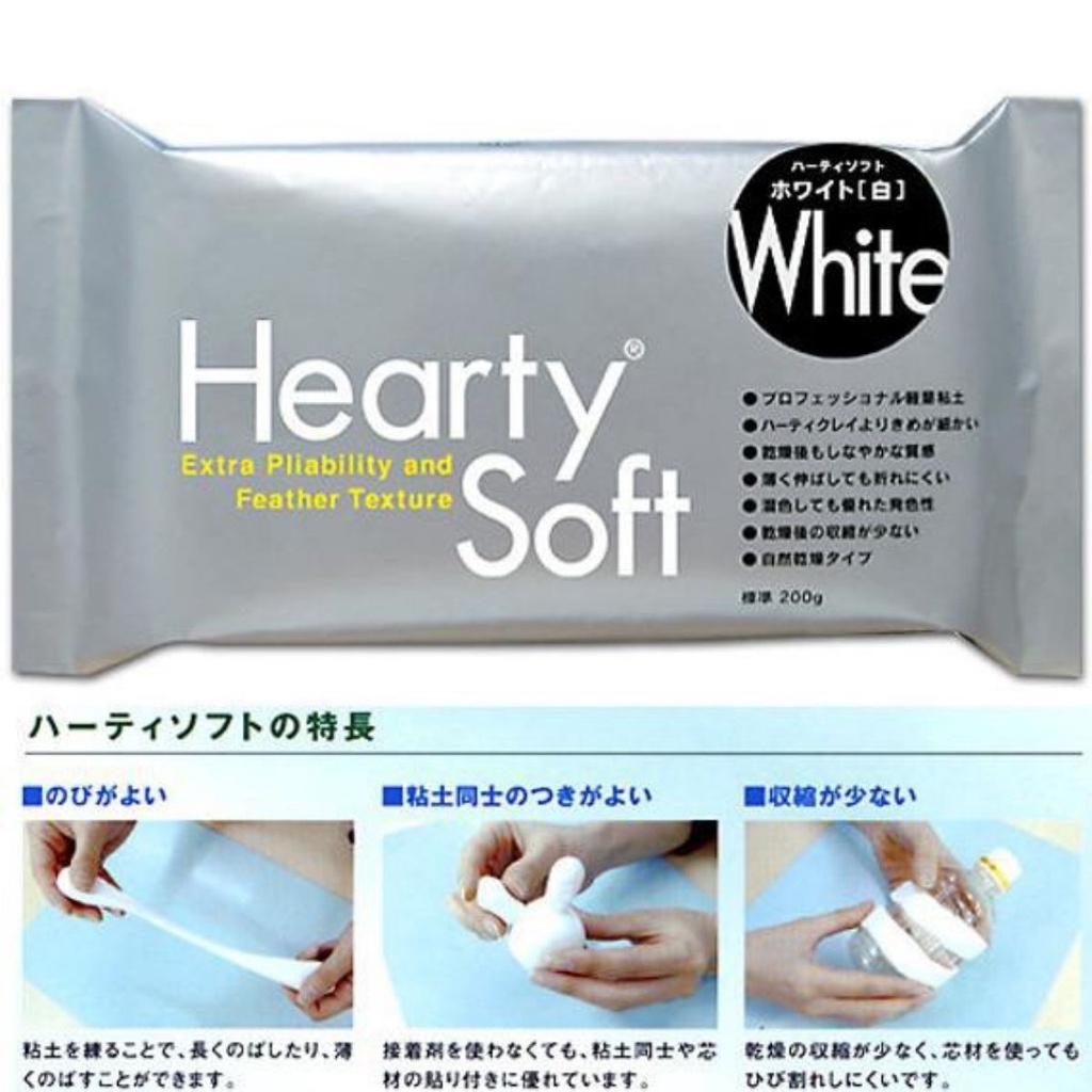 Đất Sét Nhật CAO CẤP Tự Khô Hearty Soft White 200gr - Làm hoa, nặn tượng chibi