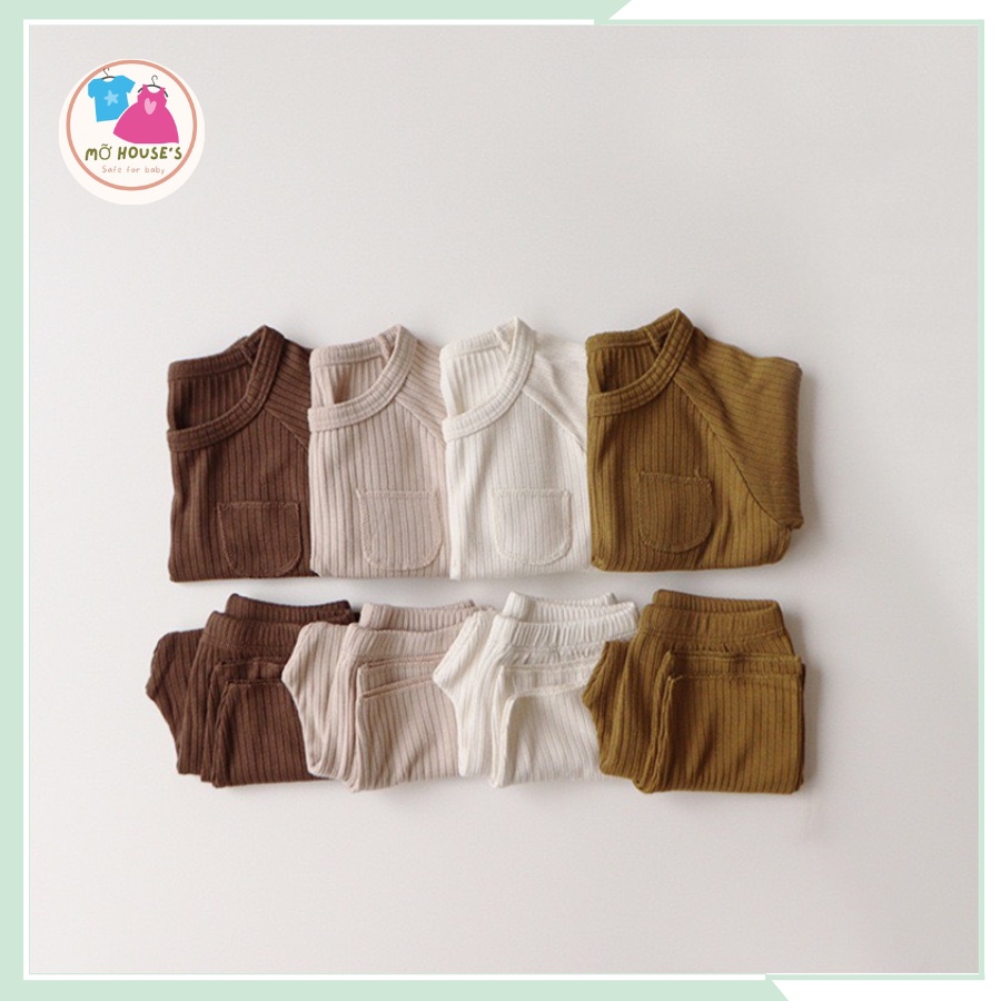 BỘ THUN TĂM COTTON DÀI TAY CHO BÉ TRAI, BÉ GÁI TỪ 10KG - 20KG_MỠ HOUSE_TTDT02