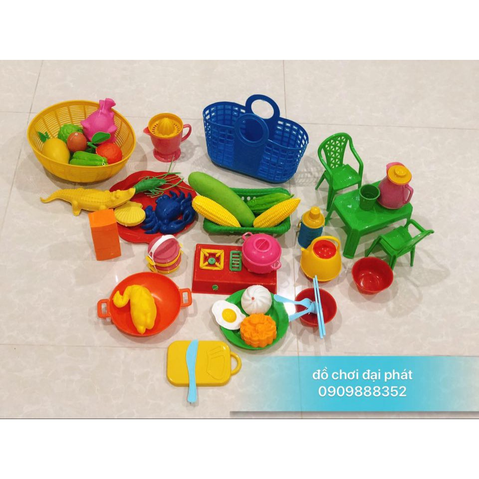 Bộ Đồ Chơi Nhà Bếp Cho Bé Trái/Bé Gái-Bộ Đồ Chơi Bếp Set 1kg Bằng Nhựa An Toàn