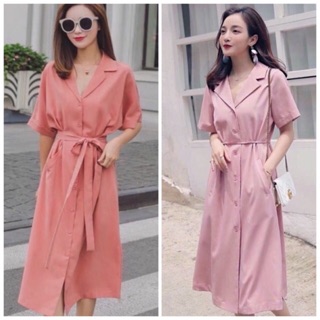 Đầm váy hồng 2 túi - form to (kèm quà tặng)
