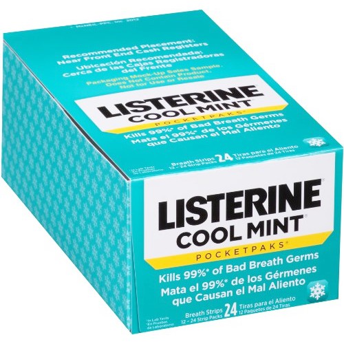 Miếng Ngậm Thơm Miệng Ngừa Sâu Răng Vượt Trội, Kháng Khuẩn Cực Cao Listerine Pocketpaks (3 vỉ x 24strips)