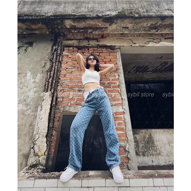 Quần Ống Suông hoạ tiết