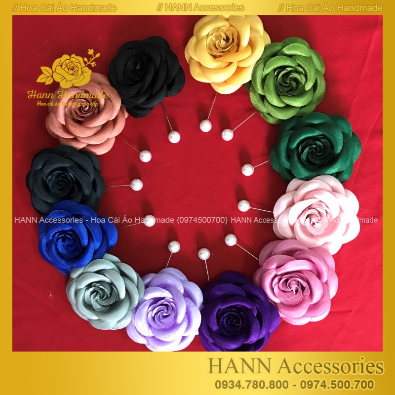 Tag hoa cài áo loại to 10cm - Hoa cài áo handmade