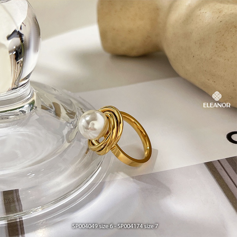 Nhẫn nữ titan Eleanor Accessories ngọc trai nhân tạo phụ kiện trang sức 4049