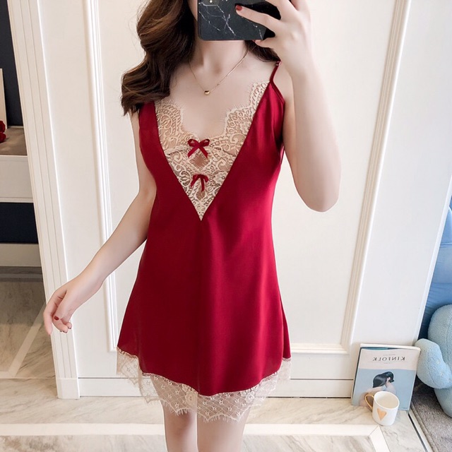 🌹MỚI 2019🌹 SX077 -Váy ngủ sexy lụa satin quảng châu KELLY WANG ( 4 màu như hình) | BigBuy360 - bigbuy360.vn