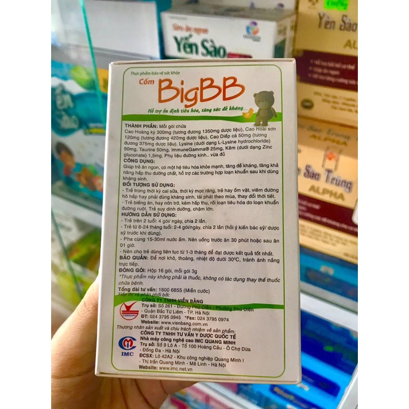 Cốm BigBB xanh ( Hộp 16 gói) - Hỗ trợ giúp trẻ ăn ngon, tăng sức đề kháng