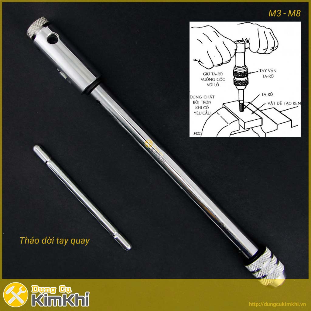 Tay quay Taro dài 245mm tự động cỡ mũi M3-M8