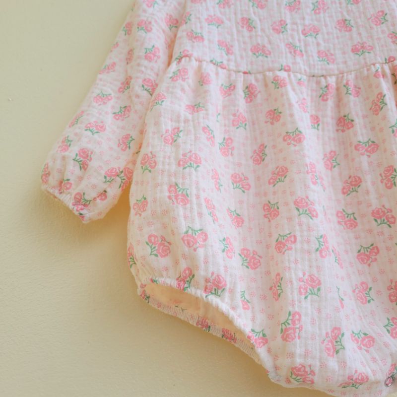 Bodysuit dài tay xô muslin mểm mại  cho bé gái